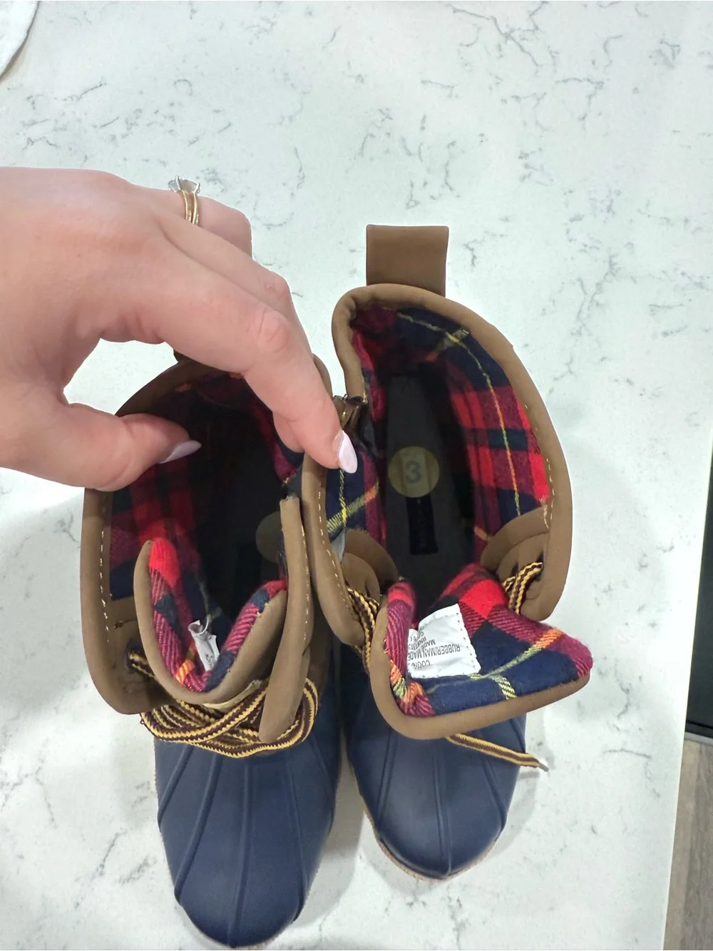Tommy Hilfiger Boys Navy and Brown Rain Boots